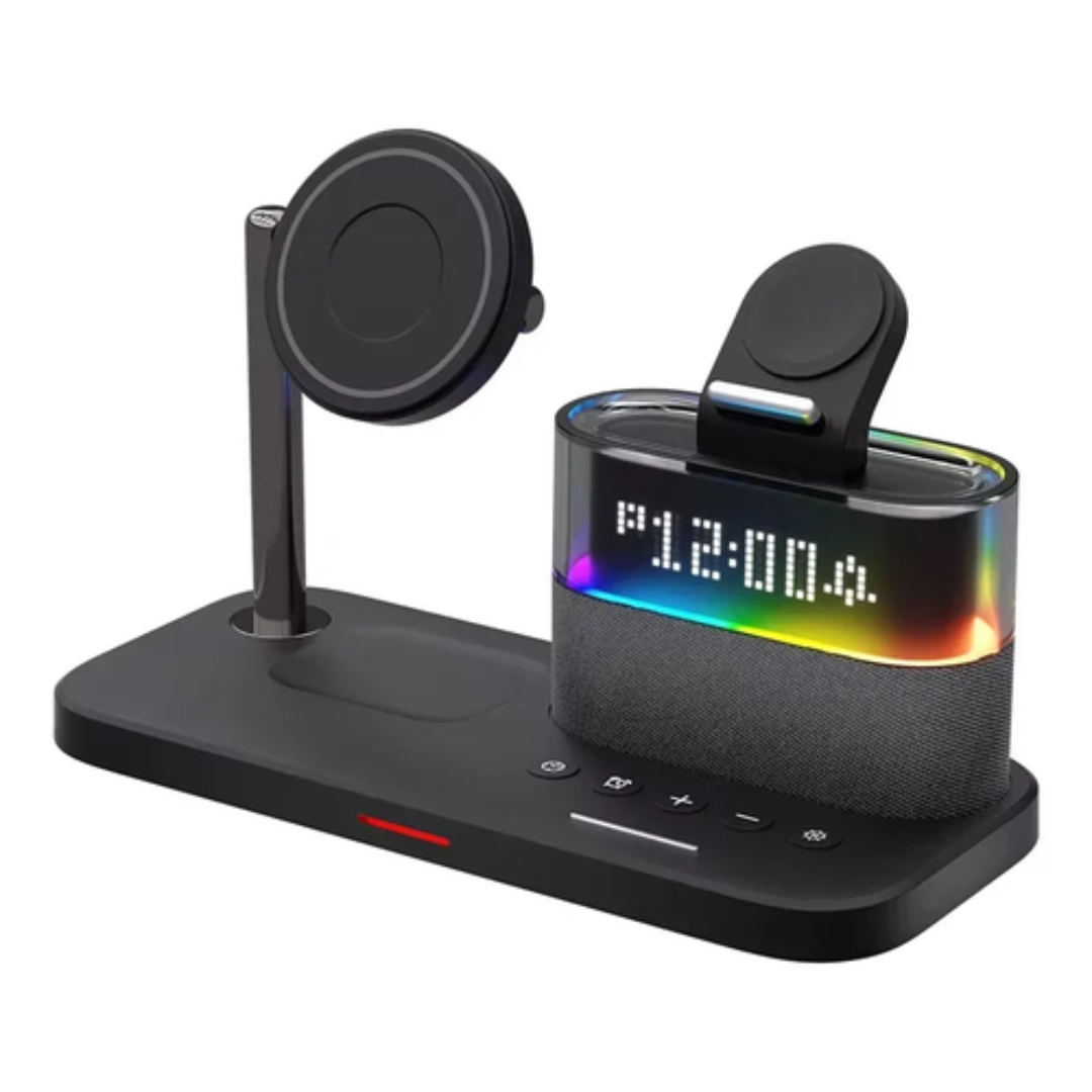 5-in-1 Magnetic Wireless Charging Station with Alarm Clock & Night Light