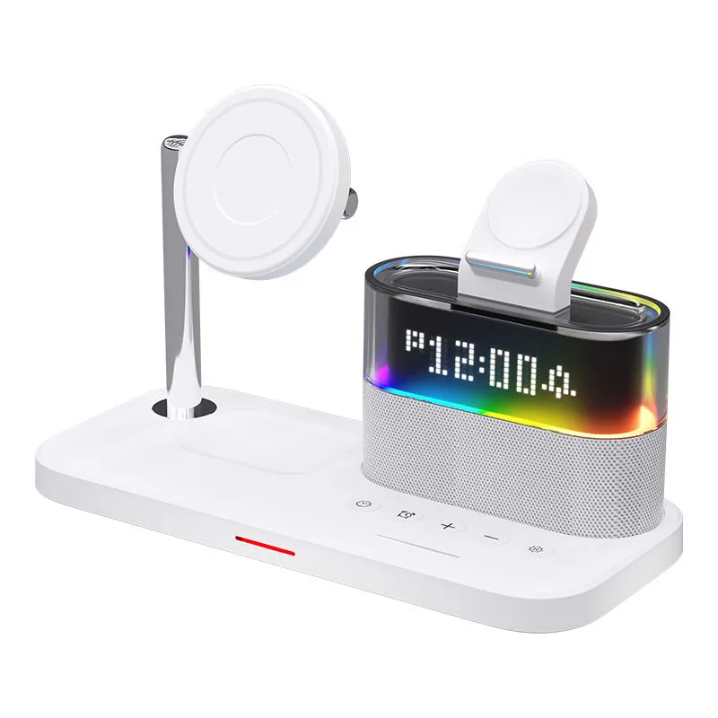 5-in-1 Magnetic Wireless Charging Station with Alarm Clock & Night Light